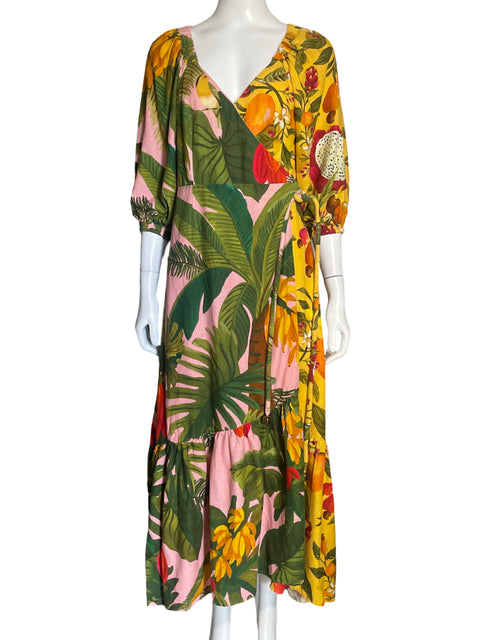 Vestido Farm Rio Cross Body Amarillo-Talla S