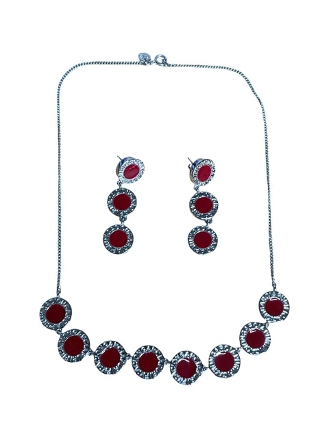 Set de Joyería Purificación Gracía Choker+Aretes Rojo-Talla U