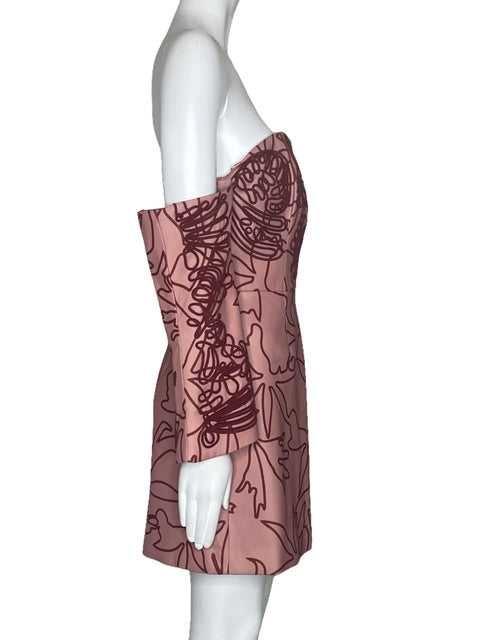 Vestido C/Meo Collective Mini Bordado Rosado-Talla S