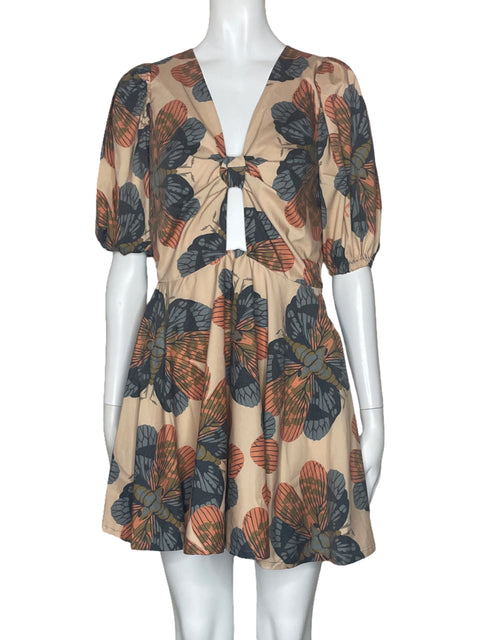 Vestido Aranea Estampado Beige-Talla S