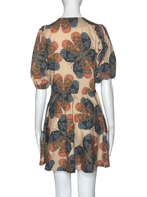 Vestido Aranea Estampado Beige-Talla S
