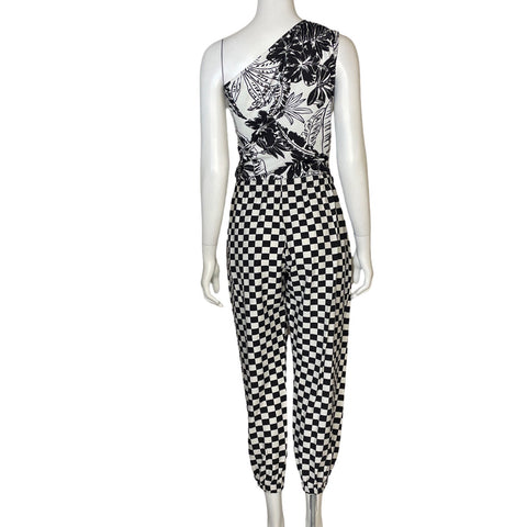 Mono Valar Oneshoulder Cuadros Negro-Talla XS