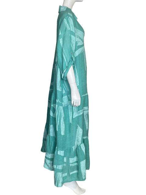 Vestido Vieira Estampado Fluido Verde-Talla U
