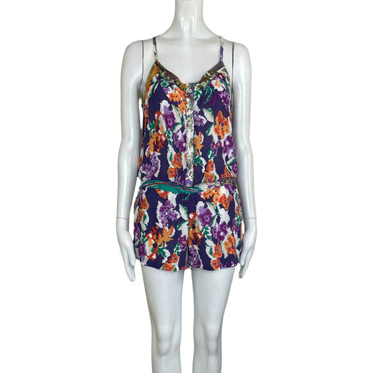 Romper LLENA ERES DE GRACIA Tiras Estampado Floral Morado - Talla M