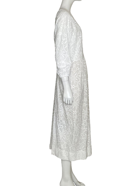 Vestido Diana Buelvas Ojalillo Midi Blanco-Talla L