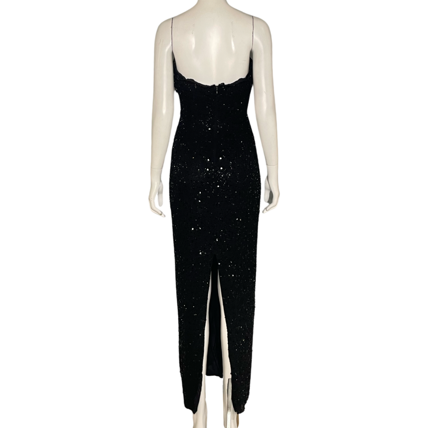 Vestido Jovani Lentejuelas Negro - Talla 6