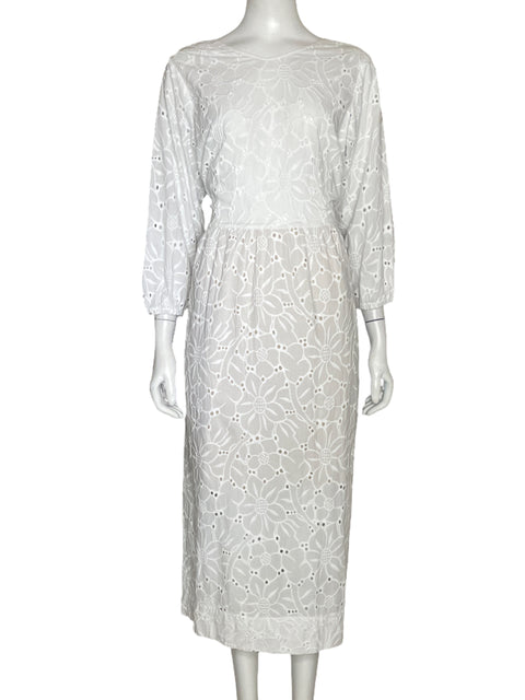 Vestido Diana Buelvas Ojalillo Midi Blanco-Talla L
