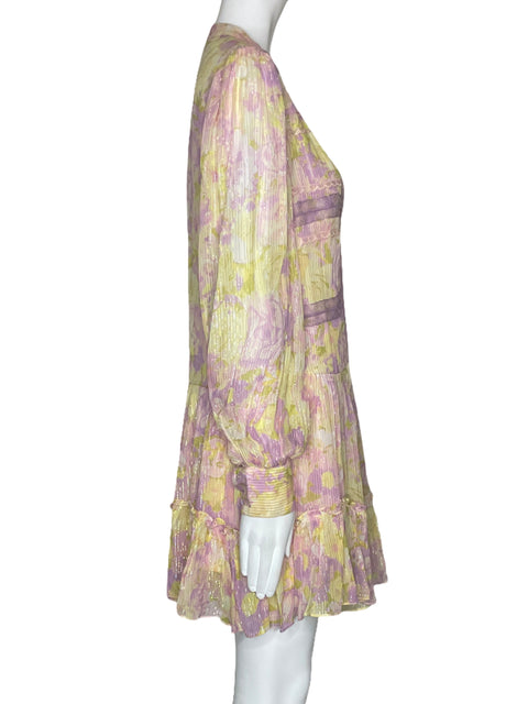 Vestido Rococo Sand Metalizado Estampado Rosado-Talla S