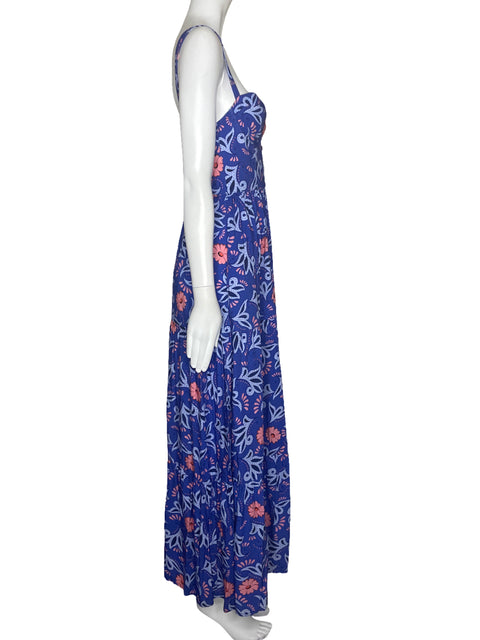 Vestido Agua Bendita Botones Tiras Azul-Talla S