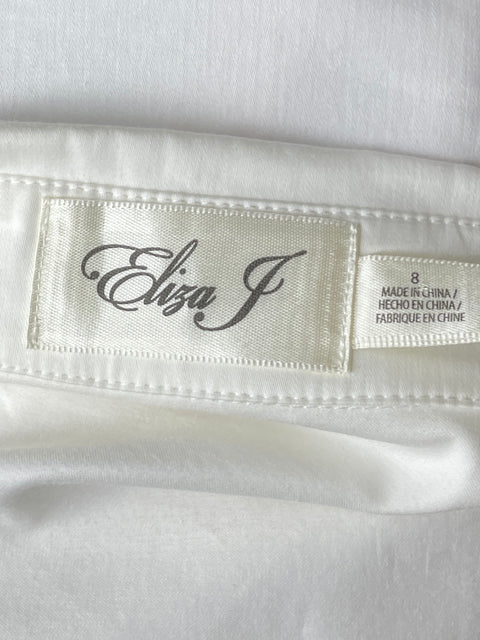 Camisa Eliza J Piedras Mangas Asimétricas Blanco-Talla 8
