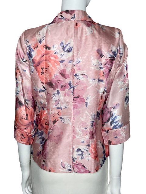 Blazer Alex Evenings Floral Metalizado Rosado-Talla S