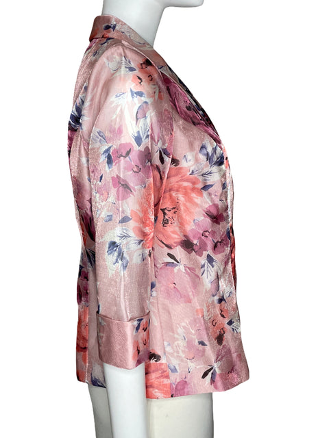 Blazer Alex Evenings Floral Metalizado Rosado-Talla S