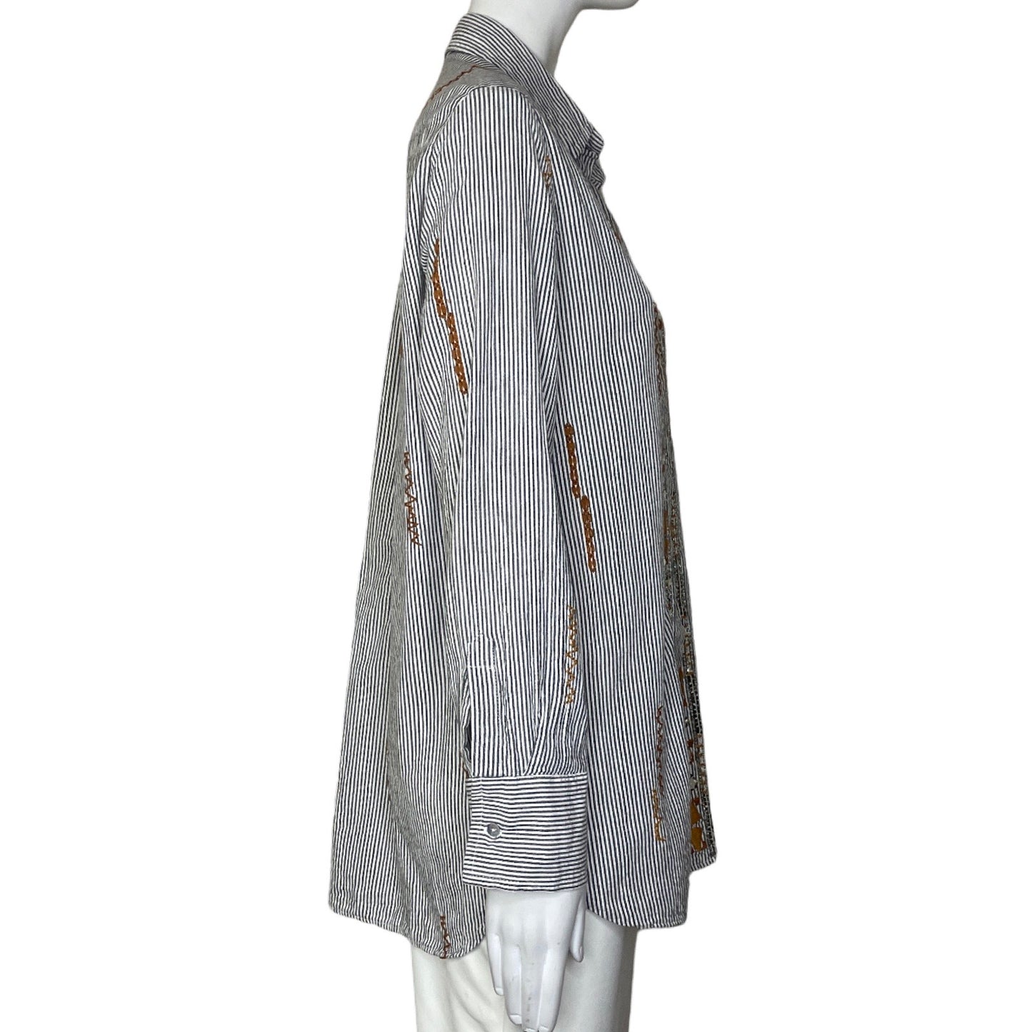 Camisa Zara Rayas Lentejuela Gris-Talla S