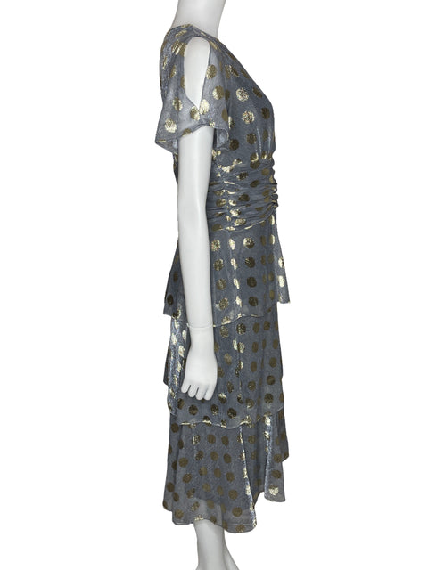 Vestido SLNY Metalizado Puntos Plateado-Talla 8