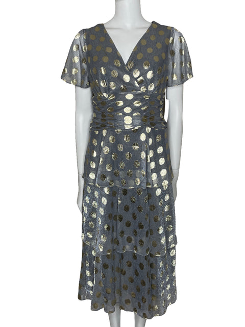 Vestido SLNY Metalizado Puntos Plateado-Talla 8