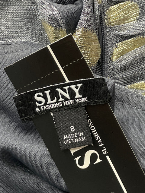 Vestido SLNY Metalizado Puntos Plateado-Talla 8
