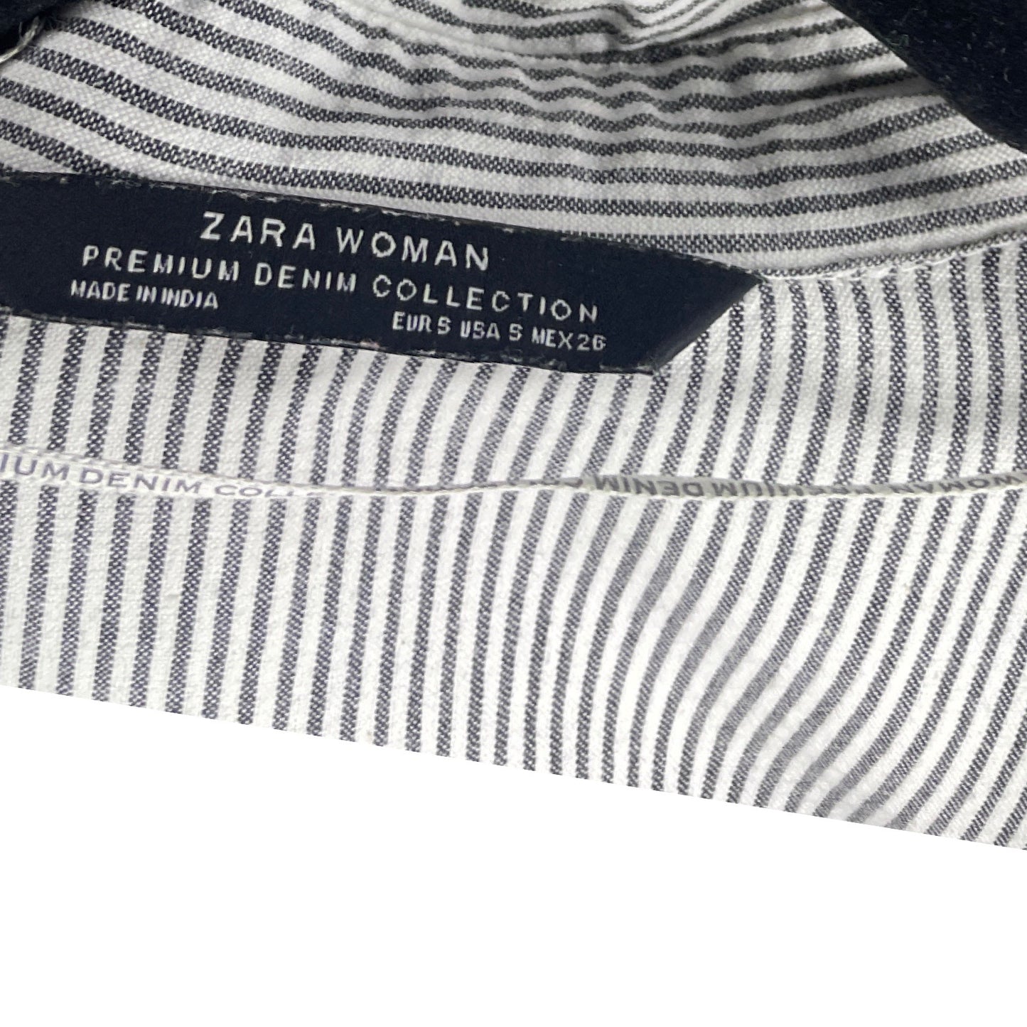 Camisa Zara Rayas Lentejuela Gris-Talla S