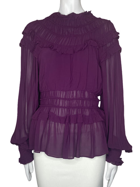Blusa Farm Rio Vuelo Mangas Morado-Talla XS