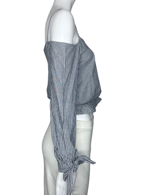 Blusa Emory Park Rayas Mangas Gris-Talla S