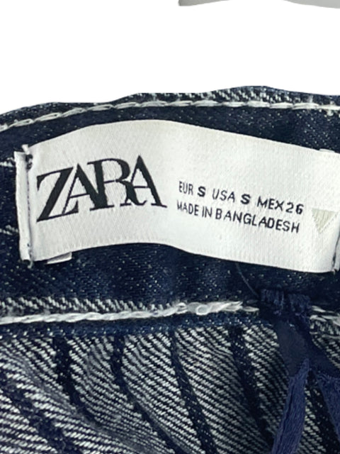 Top Zara Denim Rayas Azul-Talla S