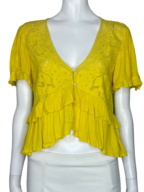 Blusa Cleobella Vuelo Toquelado Amarillo-Talla S