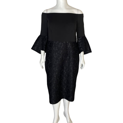 Vestido Eloquii Encaje Midi Negro-Talla 16