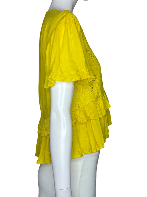 Blusa Cleobella Vuelo Toquelado Amarillo-Talla S
