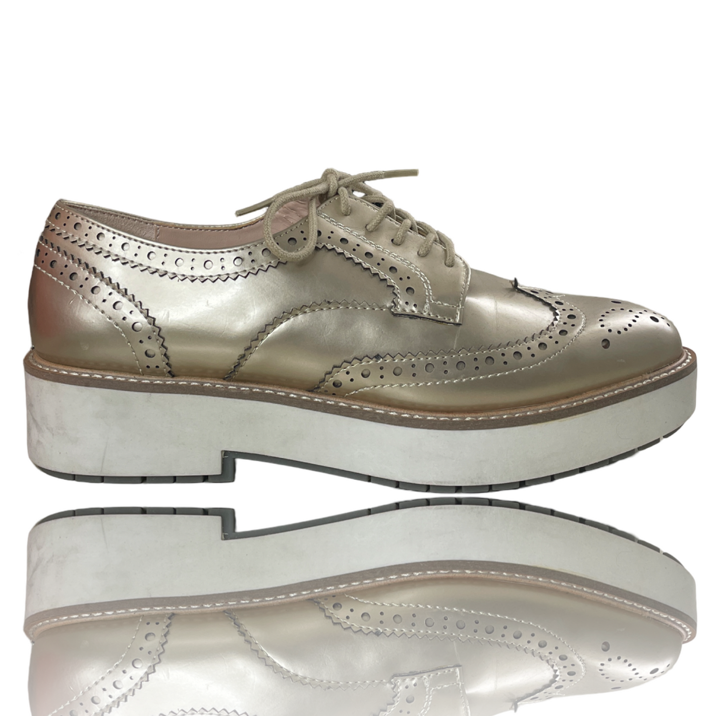 Zapatos ZARA Oxford Plataforma Beige - Talla 38