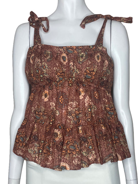 Top Ulla Johnson Flores Tiras Marron-Talla 2