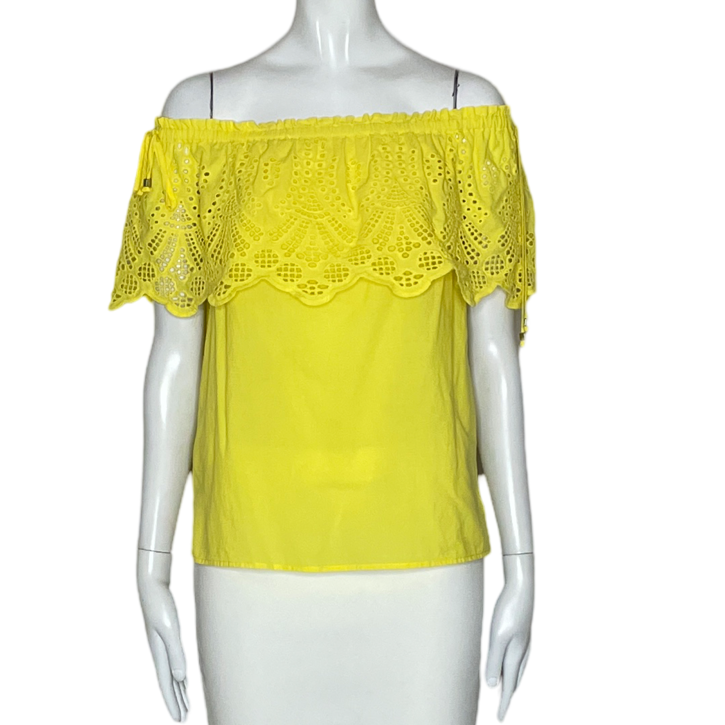 Camisa Michael Kors Vuelos Encaje Amarillo-Talla XS