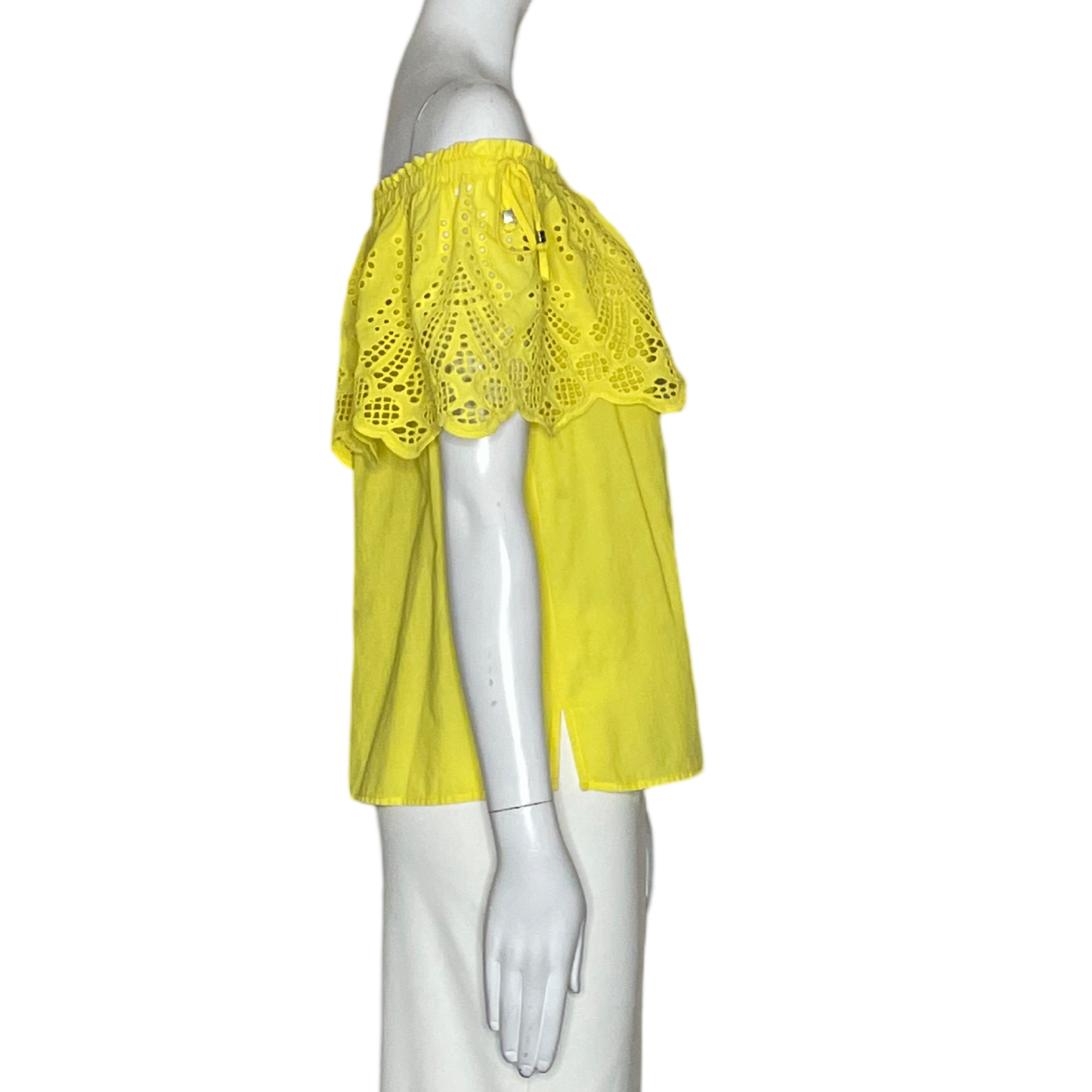 Camisa Michael Kors Vuelos Encaje Amarillo-Talla XS