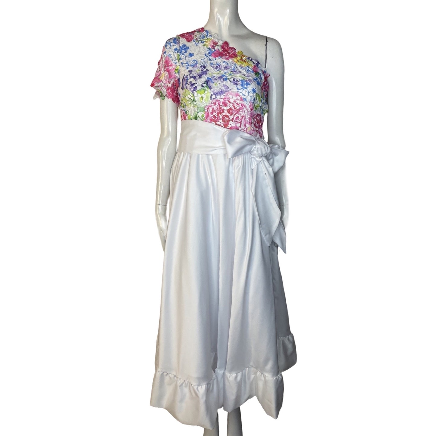 Vestido Valar One Shoulder Tejido Blanco-Talla S