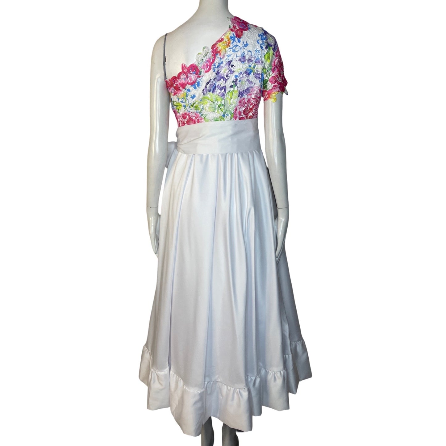 Vestido Valar One Shoulder Tejido Blanco-Talla S