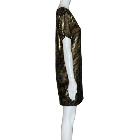 Vestido Zara Mini Metalizado Dorado-Talla XS