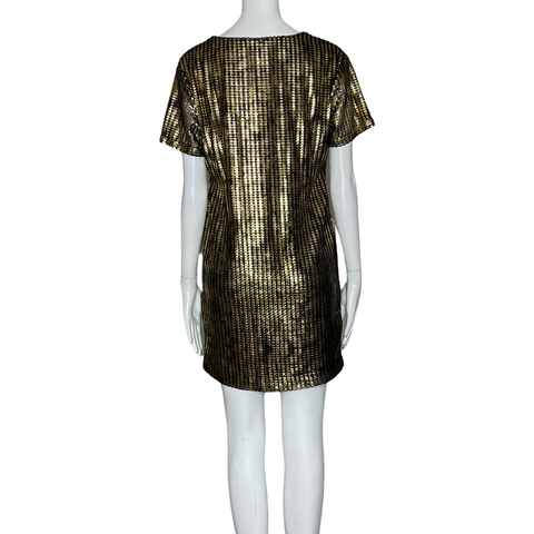 Vestido Zara Mini Metalizado Dorado-Talla XS