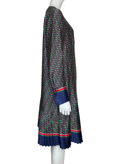 Vestido Purificaciòn Garcia Plisada Verde-Talla 42
