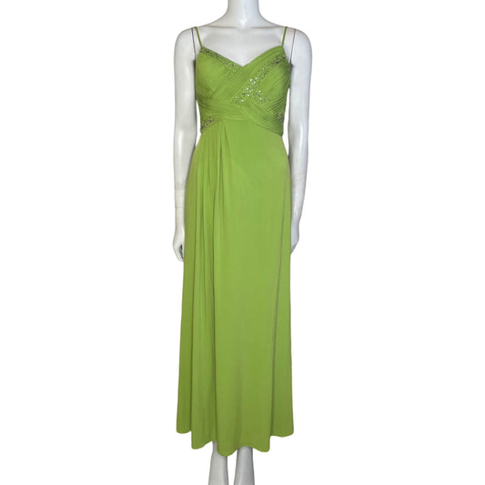 Vestido JS Boutique Plisado Pedrería Verde-Talla 4