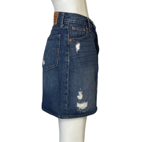 Falda Levis Mini Rasgado Denim Azul-Talla 26