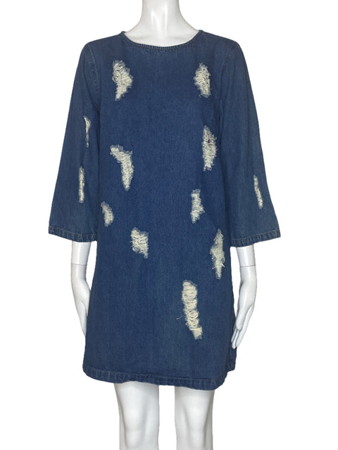 Vestido Audrey Denim Desflecado Azul-Talla L
