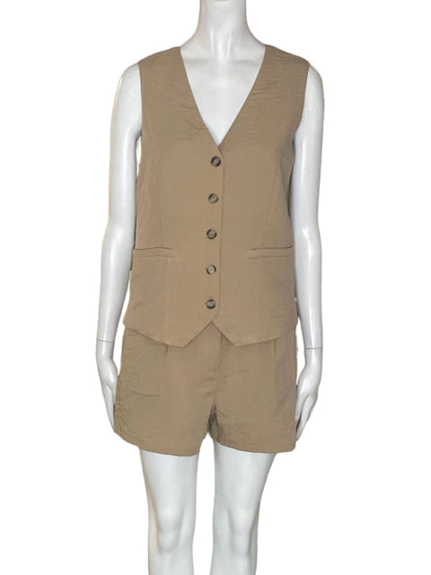 Set Pretty Garden Chaleco y Short Beige - Talla S