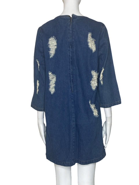 Vestido Audrey Denim Desflecado Azul-Talla L