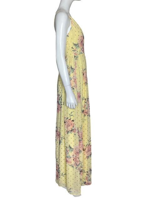Vestido Trixxi Floral Metalizado Amarillo-Talla 1