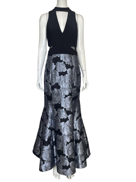 Vestido Xscape Halter Estampado Gris-Talla 10