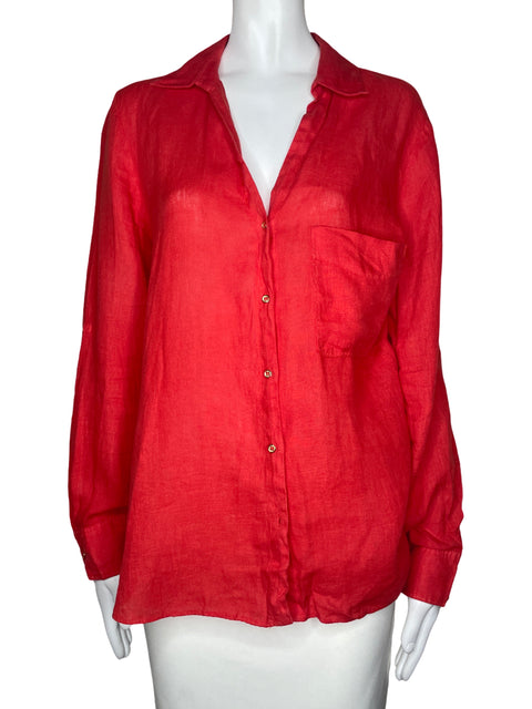 Camisa Zara Bolsillo Rojo-Talla L
