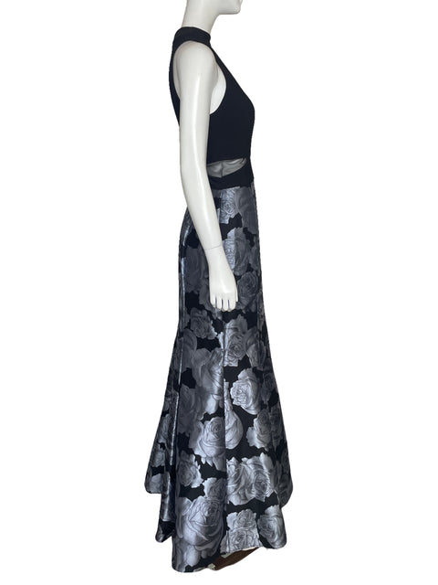Vestido Xscape Halter Estampado Gris-Talla 10