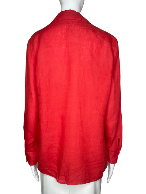 Camisa Zara Bolsillo Rojo-Talla L