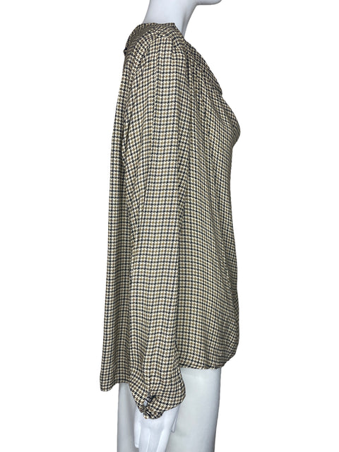 Blusa Zara Pata De Gallo Beige-Talla L