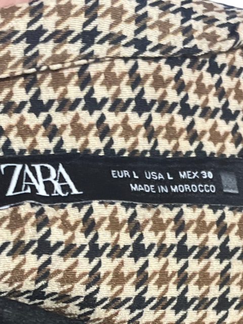 Blusa Zara Pata De Gallo Beige-Talla L