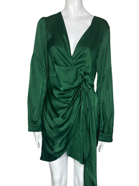 Vestido Via Vai Dreapeado Mangas Verde-Talla M