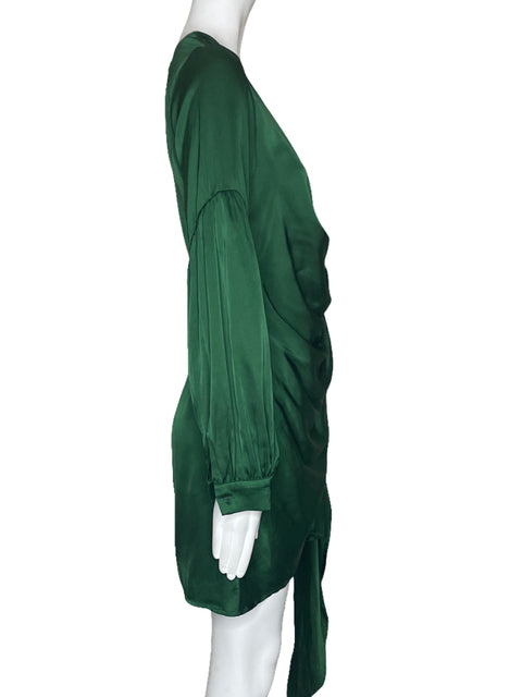 Vestido Via Vai Dreapeado Mangas Verde-Talla M